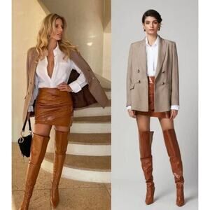 Bec + Bridge Babette Mini Skirt Size 2 Patten Shiny Toffee Brown Tan